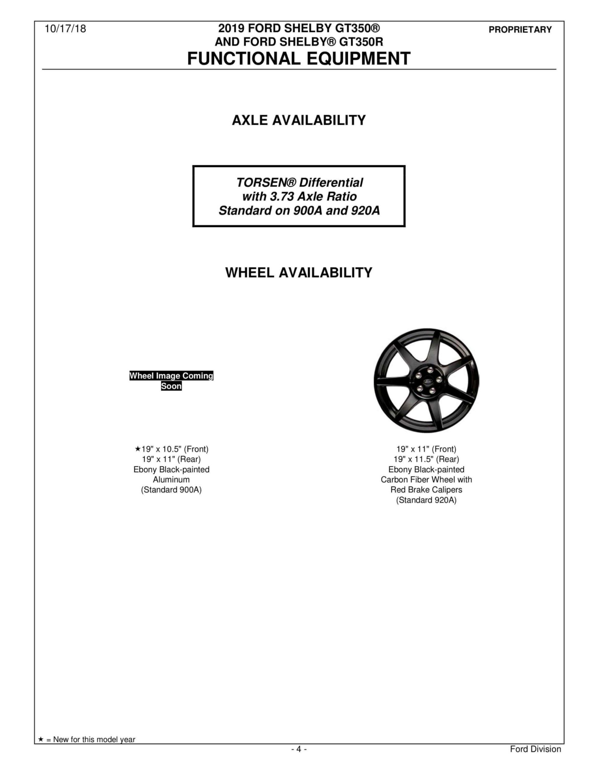 2019 Shelby GT350® & Shelby® GT350R Order Guide(Page 4) 2019 Shelby GT350 Order Guide